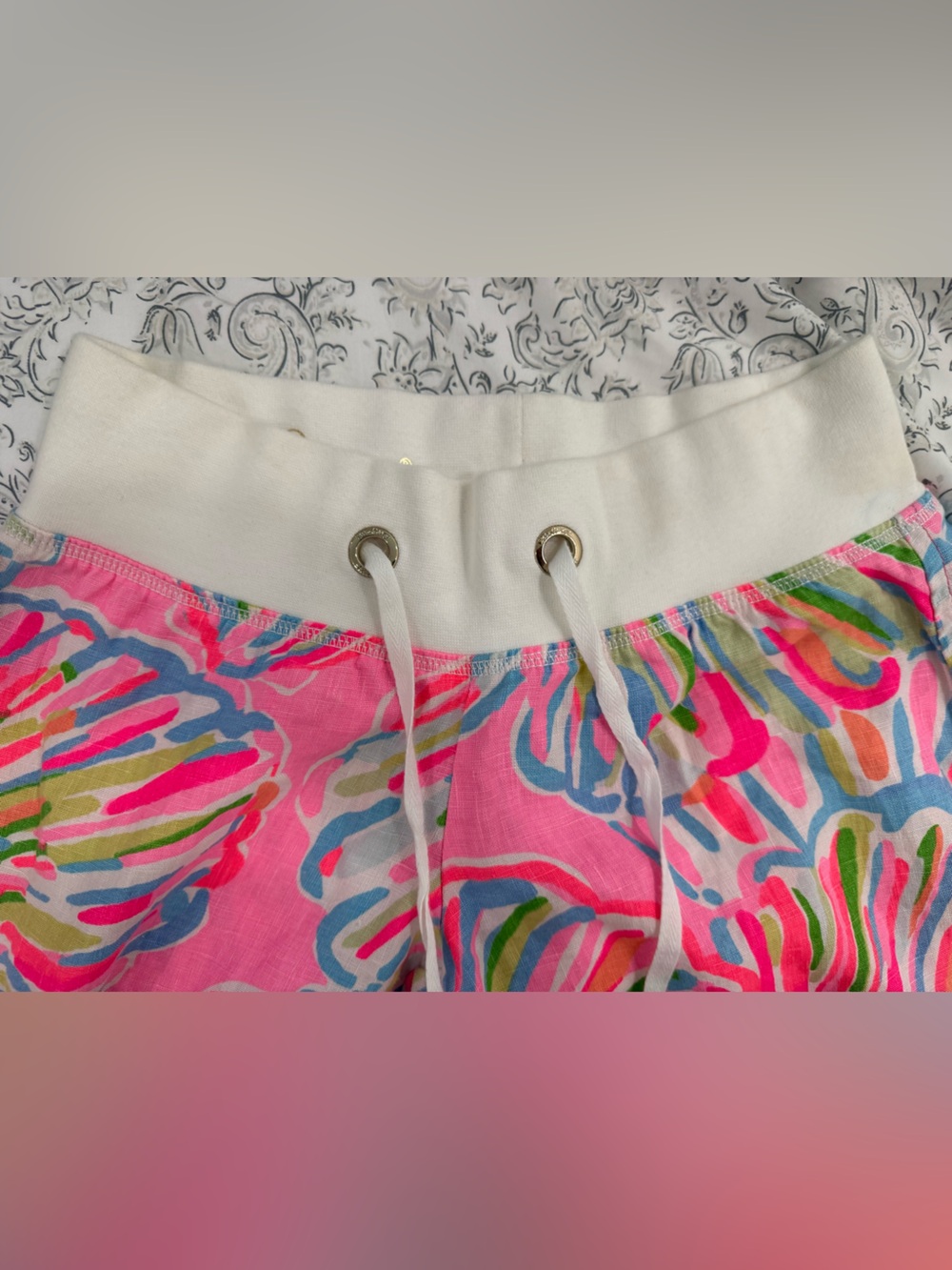 Lilly Pulitzer neon multicolor linen the beach pant w/ cotton drawstring waist - Picture 6 of 16